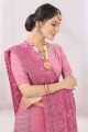 Enticing Embroidered Saree in Pink