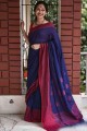 Chanderi and cotton Saree in Navy blue