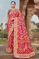 Stunning Banarasi raw silk Banarasi Saree in Red