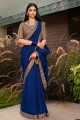 Latest Embroidered Saree in Navy blue
