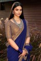 Latest Embroidered Saree in Navy blue