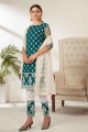 Embroidered Straight Pant Suit in Rama