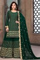 Faux georgette Sharara Suit in Green