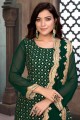 Faux georgette Sharara Suit in Green