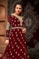 Embroidered Anarkali Suit in Maroon