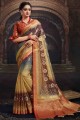 Printed,weaving Saree in Shaded brown
