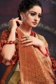Printed,weaving Saree in Shaded brown