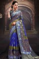 Printed,weaving Saree in Blue