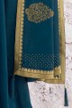 Dazzling Embroidered Saree in Teal