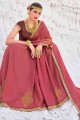 Embroidered Saree in Rust