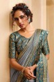 Designer Silk Saree in Grey
