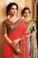 Lace Saree in Red