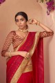 Enticing Thread Saree in Red