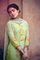 Embroidered Palazzo Suit in Lime green