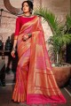 Raw Silk Banarasi Saree in Shaded pink
