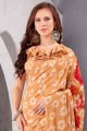 Silk crepe Saree in Fawn