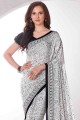 Printed Saree in Shaded white