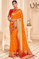 Alluring Banarasi raw silk Banarasi Saree in Orange
