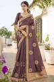 Appealing Embroidered Saree in Brown