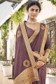 Appealing Embroidered Saree in Brown