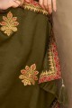 Gracefull Embroidered Saree in Mehendi