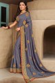 Gorgeous Embroidered Saree in Grey