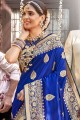 Glorious Banarasi raw silk Banarasi Saree in Blue