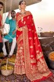 Gorgeous Banarasi raw silk Banarasi Saree in Red