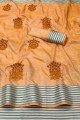 Fashionable Embroidered Saree in Orange