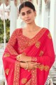 Pretty Embroidered Saree in Pink