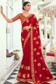 New Embroidered Saree in Red