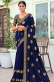 Ravishing Embroidered Saree in Navy blue