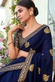 Ravishing Embroidered Saree in Navy blue