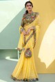 Stylish Yellow Chiffon Saree