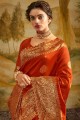 Excellent Art silk Saree in Rust