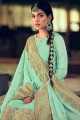 Jacquard Palazzo Suit in Green