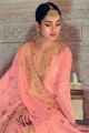 Jacquard Palazzo Suit in Peach