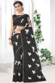 Net Saree in Black