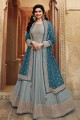 Embroidered Anarkali Suit in Lime blue