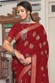 Red Chanderi Saree