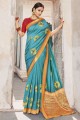 Indian Ethnic Embroidered Saree in Blue
