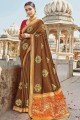 Dazzling Embroidered Saree in Brown
