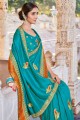 Alluring Embroidered Saree in Blue