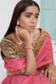 Designer Embroidered Saree in Pink