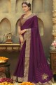 Adorable Embroidered Saree in Purple