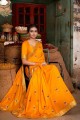 Gorgeous Embroidered Saree in Yellow