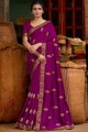 Glorious Embroidered Saree in Purple