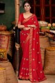 Traditional Embroidered Saree in Red