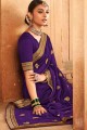 Fascinating Embroidered Saree in Violet