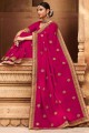 Embroidered Saree in Magenta